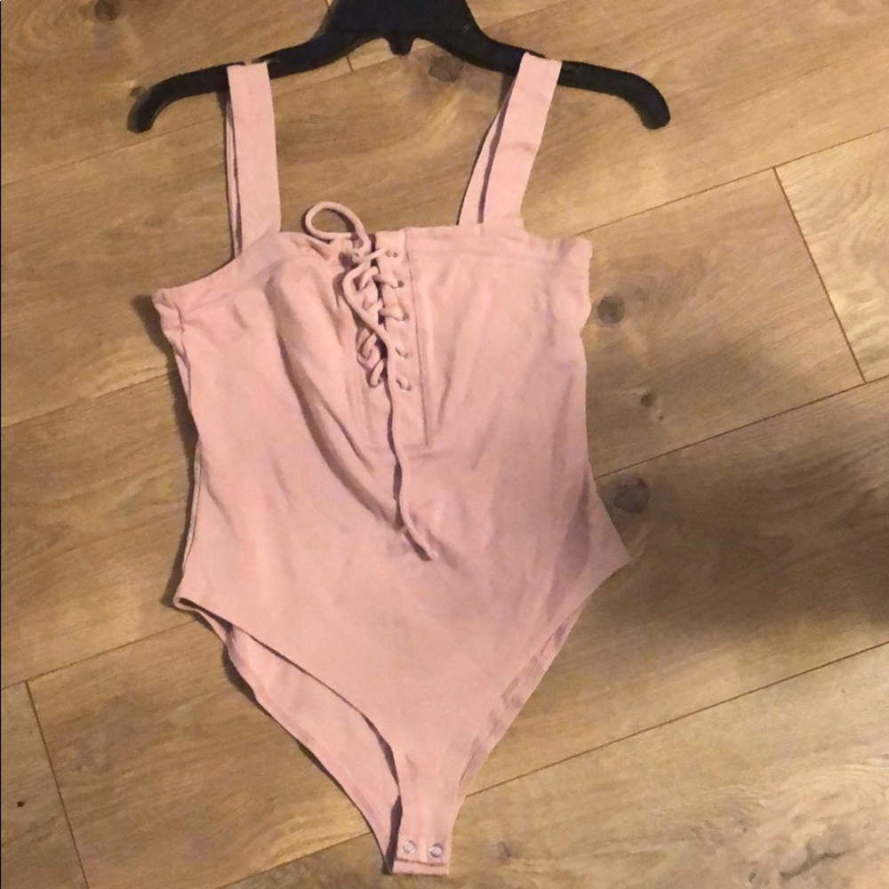 Pastel Pink Tie Up Bodysuit